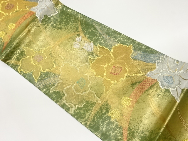 JAPANESE FUKURO OBI / WOVEN FLORAL PLANTS